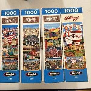 4 RoseArt Puzzles 1000 Pieces 3 Home Country And 1 Kellogg's